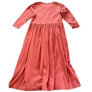 Lands End Womens 100% Cotton LS Longline Made In USA Solid Coral Dress Sz S 6-8
